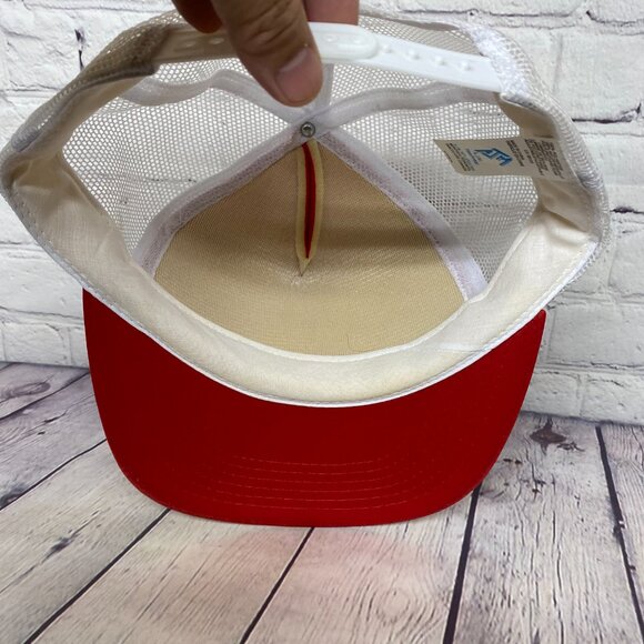 Vintage Trucker Hat Mesh Cap Snapback Red White S L Oilfield Construction - Picture 7 of 8